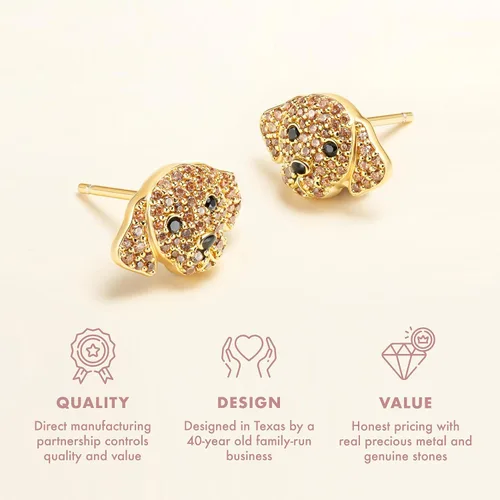 Vista 5 de Regalos para el día de San Valentín para ella Aretes de raza de perro SCAMPER & CO para mujeres y niñas Diseño de cachorro de piedra preciosa