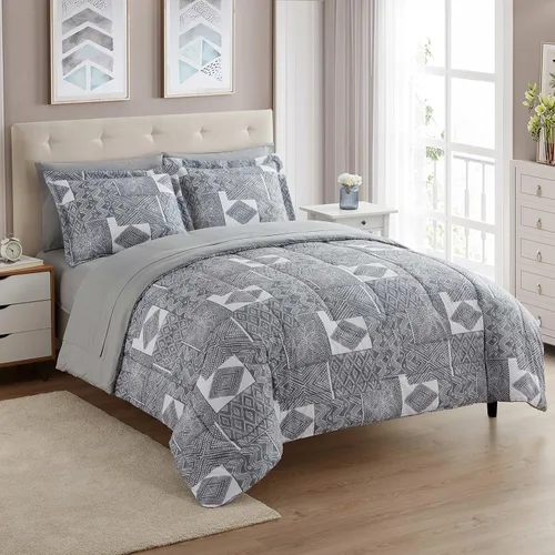 Vista 10 de Sweet Home Collection Juego de edredón de 7 piezas de color sólido para todas las estaciones, manta alternativa de plumón suave y lujosas sábanas