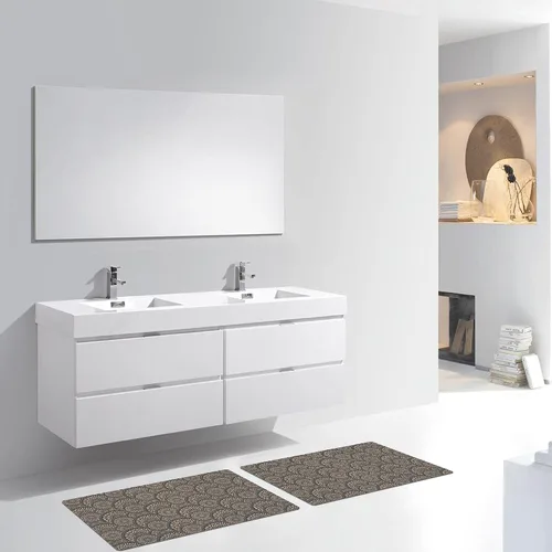 Vista 6 de Alfombra de baño de microfibra de 20 x 16 pulgadas, diseño de capuchino de color deslizante, 1 S