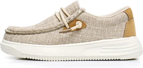 Vista 3 de Blikcon Zapatos náuticos casuales para niños y niñas, mocasines ligeros con cordones (bebéniño pequeñoniño grande)