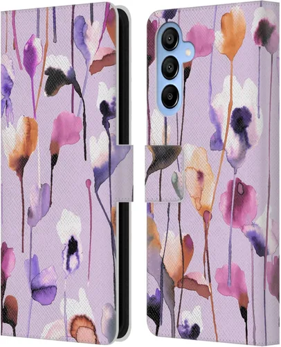 Vista 11 de Head Case Designs Officially Licensed Ninola Abstract Poppies Lilac Floral Leather Wallet Case Compatible with Samsung Galaxy A07 4G