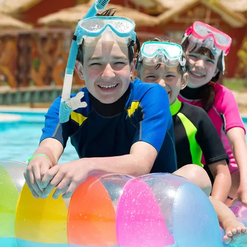 Vista 9 de Equipo de esnórquel para niños, esnórquel seco HH HHAO Sport Kids Snorkel Set Junior Anti niebla vista panorámica de 180°, gafas de natación