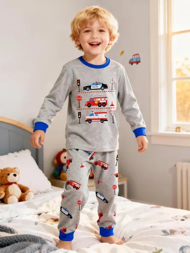 Vista 71 de Little Hand Pijamas para niños pequeños, Monster Truck 100% algodón, dinosaurio para niños, 2 piezas, ropa de dormir, conjuntos de ropa de dormir