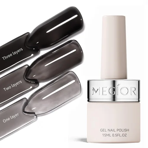 Vista 22 de MEGIOR Esmalte de uñas de gel libre de TPO, 0.5 onzas líquidas, base de gel transparente para remojar la lámpara de uñas LED, capa base de larga