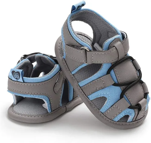 Vista 5 de HsdsBebe Sandalias de playa de verano para bebés, niños y niñas, transpirables, atléticas, antideslizantes, suela suave, zapatos de cuna para recién
