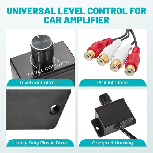 Vista 8 de NuIth Amplificador universal para automóvil, controlador de nivel RCA, perilla de control de graves de audio para automóvil, cable de control
