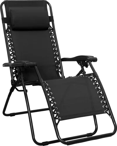 Vista 8 de Amazon Basics - Silla de patio para exteriores con gravedad cero, acolchada, reclinable, plegable y ajustable, con almohada, de Textilene, sillas