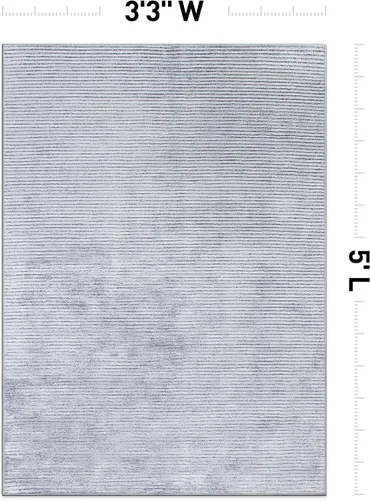 Vista 2 de Rugshop Alfombra contemporánea envejecida resistente a las manchas, tejido plano, ecológico, reciclado, lavable a máquina, 3 pies 3 pulgadas x 5 Gris