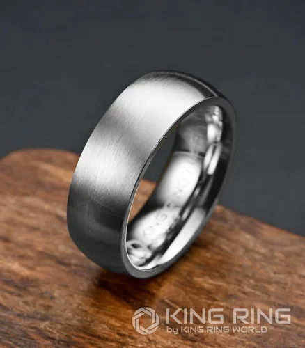 Vista 2 de King Ring Anillo básico de 0.315in Anillo para hombre con acabado mate superpulido, ajuste cómodo, anillo de boda clásico para hombre, anillo