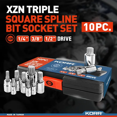 Vista 2 de KORR Herramientas KSS009 10pc XZN Triple Square Spline Bit Socket Set