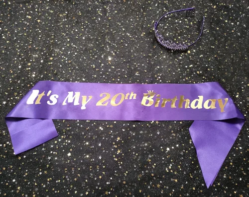 Vista 3 de Suministros para fiesta de cumpleaños número 20 para mujer, banda de feliz cumpleaños 20 y tiara de cumpleaños, coronas de princesa, decoraciones