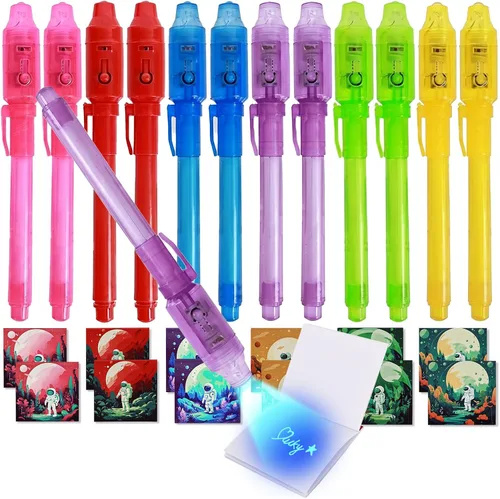 Vista 5 de EODVICS Bolígrafo de tinta invisible, bolígrafo de tinta invisible espía mejorado con marcador mágico de luz UV para mensajes secretos y bolsas