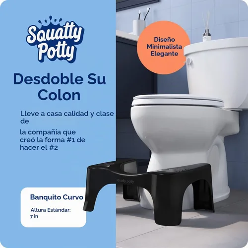 Vista 2 de Squatty Potty The Original - Taburete de inodoro de baño, ligero curvo con diseño elegante y moderno, negro, 7 pulgadas