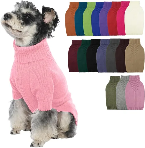 Vista 84 de IECOii Suéter de perro salchicha de cuello alto para perros pequeños, medianos y hembras, elástico y transpirable, abrigo de punto cálido, para Negro