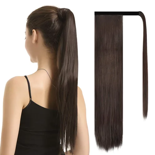 Vista 36 de BARSDAR Extensión de Cola de Caballo Corta y Recta - Extensiones de Cabello de Cola de Caballo con Cordón de 14 Pulgadas en Negro para Mujeres