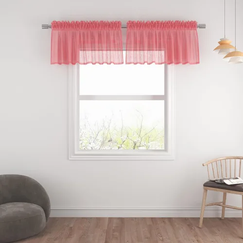 Vista 119 de UPOPO Paneles de Cortina Beige Pequeños Cortinas Transparentes de Gasa de 16 Pulgadas de Largo Cortinas de Cocina de Voile con Textura de Lino