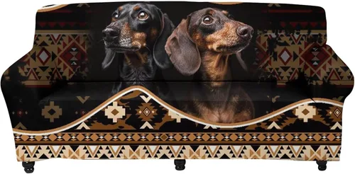 Vista 39 de Forchrinse Funda de sofá con estampado navajo africano para sofá de 1 cojín, funda elástica para sofá, protector de muebles para casa rural, hogar