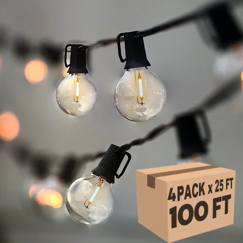 Vista 9 de Lampat Cadena de luces, 25 bombillas LED, 25 pies, G40, luces de cadena de globo con bombillas, certificación UL para decoración comercial
