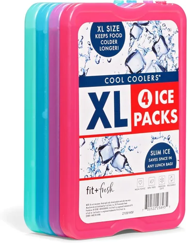Vista 6 de Cool Coolers by Fit & Fresh 4 Pack XL Slim Ice Packs, Quick Freeze Space Saving Reusable Ice Packs for Lunch Boxes or Coolers