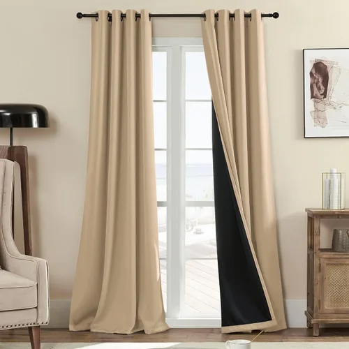 Vista 52 de Rutterllow - Cortinas 100% opacas, paneles de cortina con ojales, aislamiento térmico y bloqueo de luz para habitación y sala de estar