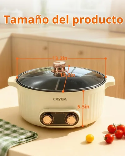 Vista 6 de Olla eléctrica con divisor, olla de 4 compartimentos, olla Shabu Shabu Shabu eléctrica de 2000 W con antiadherente, ollas calientes de 5 cuartos