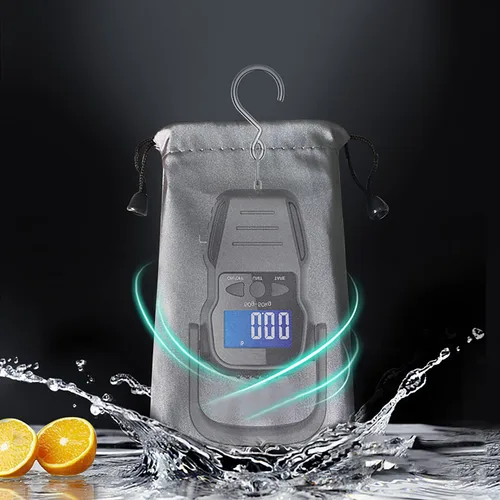 Vista 5 de Báscula digital de pescado báscula de equipaje báscula de gancho para colgar peso pantalla LCD retroiluminada de 1102lbs bolsa impermeable
