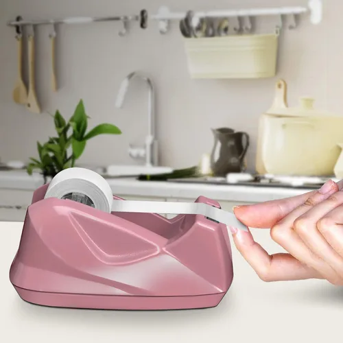 Vista 4 de Acrimet Dispensador de cinta de escritorio prémium con base antideslizante (resistente) (color rosa)