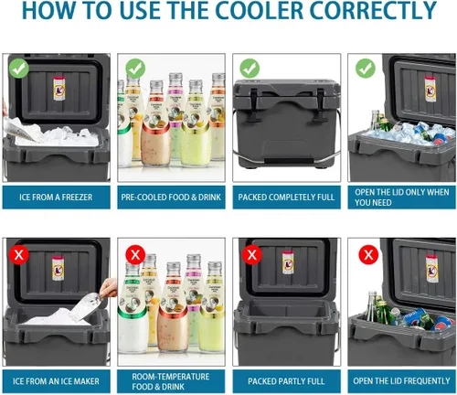 Vista 6 de Goplus 16 Quart Cooler, 24-Can Capacity Ice Chest with 2 Cup Holders, 3-5 Days Ice Retention, Portable Insulated Ice Box for Camping, Fishing Gris