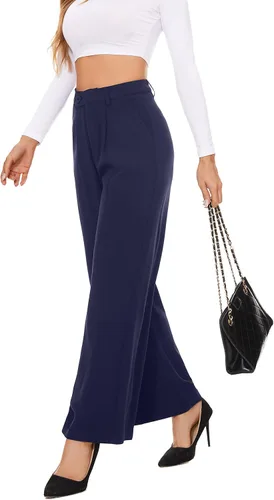 Vista 4 de FUNYYZO Pantalones de trabajo para mujer Pantalones de vestir casuales de oficina de negocios Pantalones con bolsillos 2023_