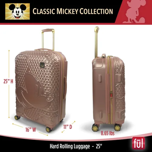 Vista 2 de FUL Disney Mickey Mouse - Maleta rígida con ruedas giratorias Oro Rosa Disney Mickey Mouse - Maleta rígida con ruedas giratorias