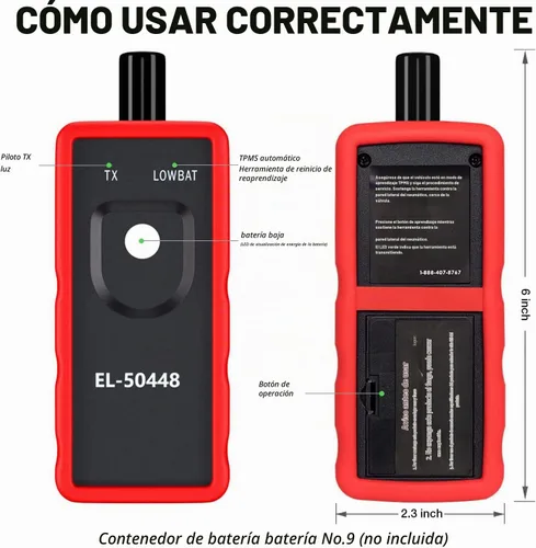 Vista 2 de KINGBOLEN EL-50448 Sensor Automático de Presión de Neumáticos 315/433 MHz, Herramienta de Activación de Reset/Relearn TPMS Compatible con Vehículos