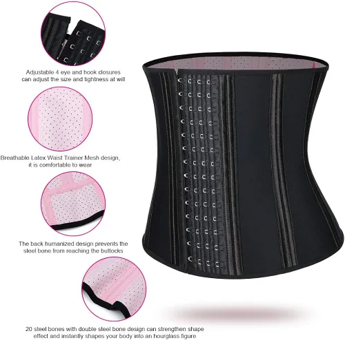 Vista 3 de FeelinGirl Latex Waist Trainer for Women Tummy Control Shapewear Waist Cincher Hourglass Body Shaper Workout 25-Steel Bones