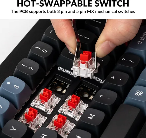 Vista 2 de Keychron V2 - Perilla de teclado mecánico con cable versión del 65 de diseño QMKVIA programable con teclado intercambiable en caliente interruptor