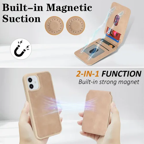 Vista 4 de Havaya Funda para iPhone 12 y 12 Pro compatible con cartera MagSafe con tarjetero - Funda magnética desmontable 2 en 1 - Ranuras para tarjetas