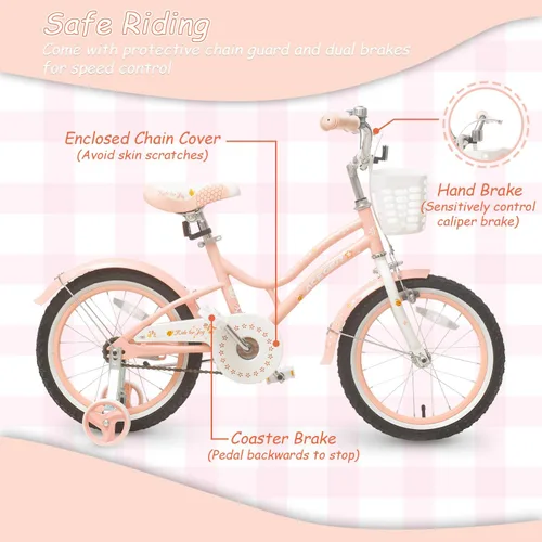 Vista 2 de ACEGER Kids Bike for 2-14 Years Old, 12 14 16 18 Inch Girls Bike with Removable Training Wheels, 20 Inch Kid's Bicycle with Kickstand only