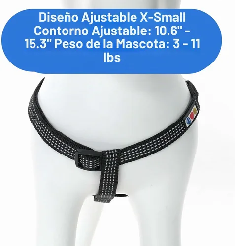 Vista 3 de Pawtitas Arnés Reflectante Step-in para Perro – Chaleco Ajustable Anti-Tirones para Cachorros a Adultos Mayores, Seguro y Cómodo, XS Negro