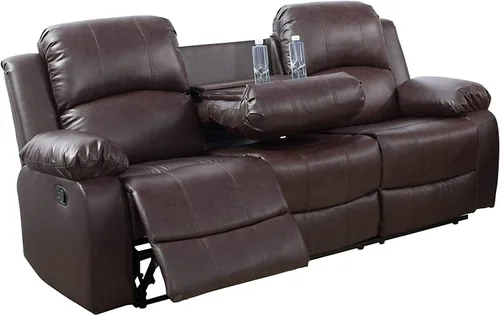 Vista 24 de Juego de muebles de cuero sintético para sala de estar, juego de sofá reclinable, sofá de dos plazas, juegos de muebles para sala de estar, sofá