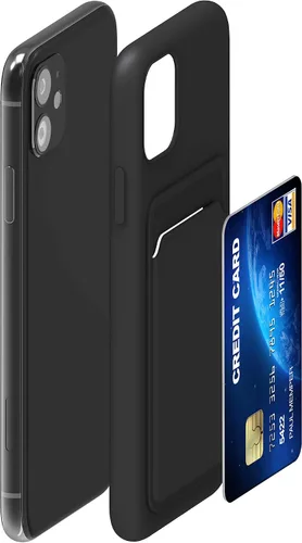 Vista 5 de kwmobile Funda compatible con Apple iPhone 11 - Funda de TPU con tarjetero de crédito, color negro