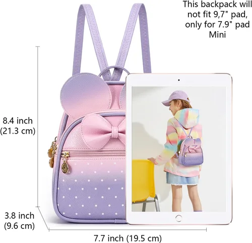 Vista 2 de KL928 - Mochila miniatura con diseño de lunares, linda, con nudo ojal, para mujeres y niñas, que se puede usar también como morral o bolso