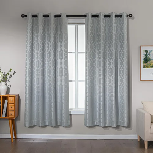 Vista 22 de Amazon Basics Cortinas Jacquard 100% opacas de 2 piezas, cortinas para sala de estar y dormitorio, tratamiento de ventana con aislamiento térmico