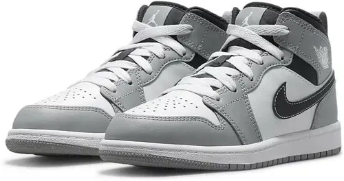 Vista 3 de Jordan Jordan 1 Mid (niño pequeño), Gris ahumadoBlanco-antracita