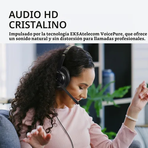 Vista 2 de EKSA H8 - Auriculares USB con micrófono para trabajo, auriculares estéreo con cable para computadora con cancelación de ruido, controles en línea