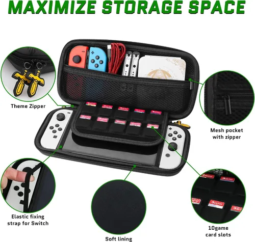 Vista 2 de Funda de transporte compatible con Nintendo SwitchSwitch OLED, Tear of The Kingdom Carcasa rígida de viaje portátil para accesorios de Switch