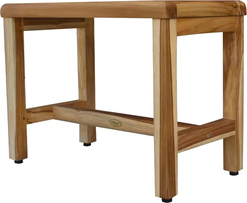 Vista 7 de EcoDecors Eleganto - Banco Taburete de ducha de madera de teca impermeable de 16 pulgadas de altura, color natural, silla de asiento para ducha