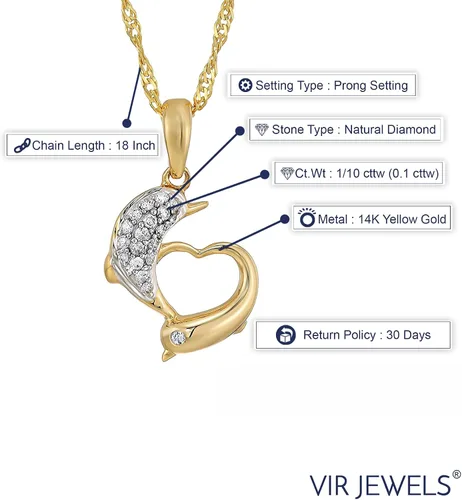 Vista 3 de Collar con dije de diamante, oro de 14 quilates con cadena de 18 pulgadas