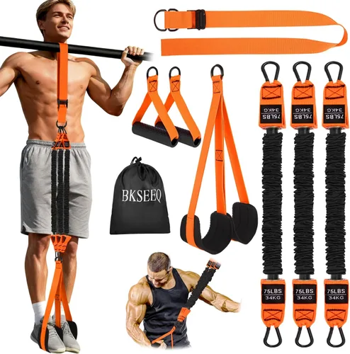Vista 9 de Two Foot Pull Up Assistance Bands,Heavy Duty Pull Up Workout Bands,Adjustable Weight/Size with Comfortable Fabric Feet/Knee Rest for Home Gym