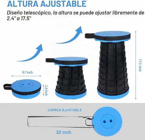 Vista 2 de Taburete plegable mejorado, silla plegable con bloqueo de interruptor, taburete de camping plegable plegable con capacidad de carga de 400 libras