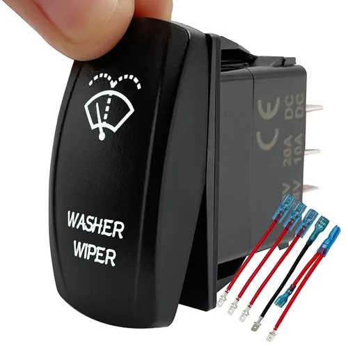 Vista 8 de Interruptor oscilante momentáneo para limpiaparabrisas, luz LED azul de 6 pines (encendido), interruptor de palanca DPDT de encendido y apagado