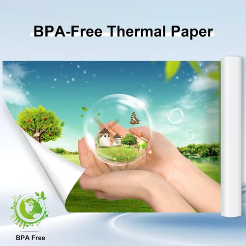 Vista 3 de 2 rollos de papel térmico Phomemo de 8.5 x 11 pulgadas, tamaño carta de EE. UU., impresión térmica avanzada, papel en rollo compatible con impresora