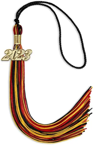 Vista 34 de Endea Graduation Borla mixta de triple color con gota de fecha dorada (negro/dorado/blanco, 2021)